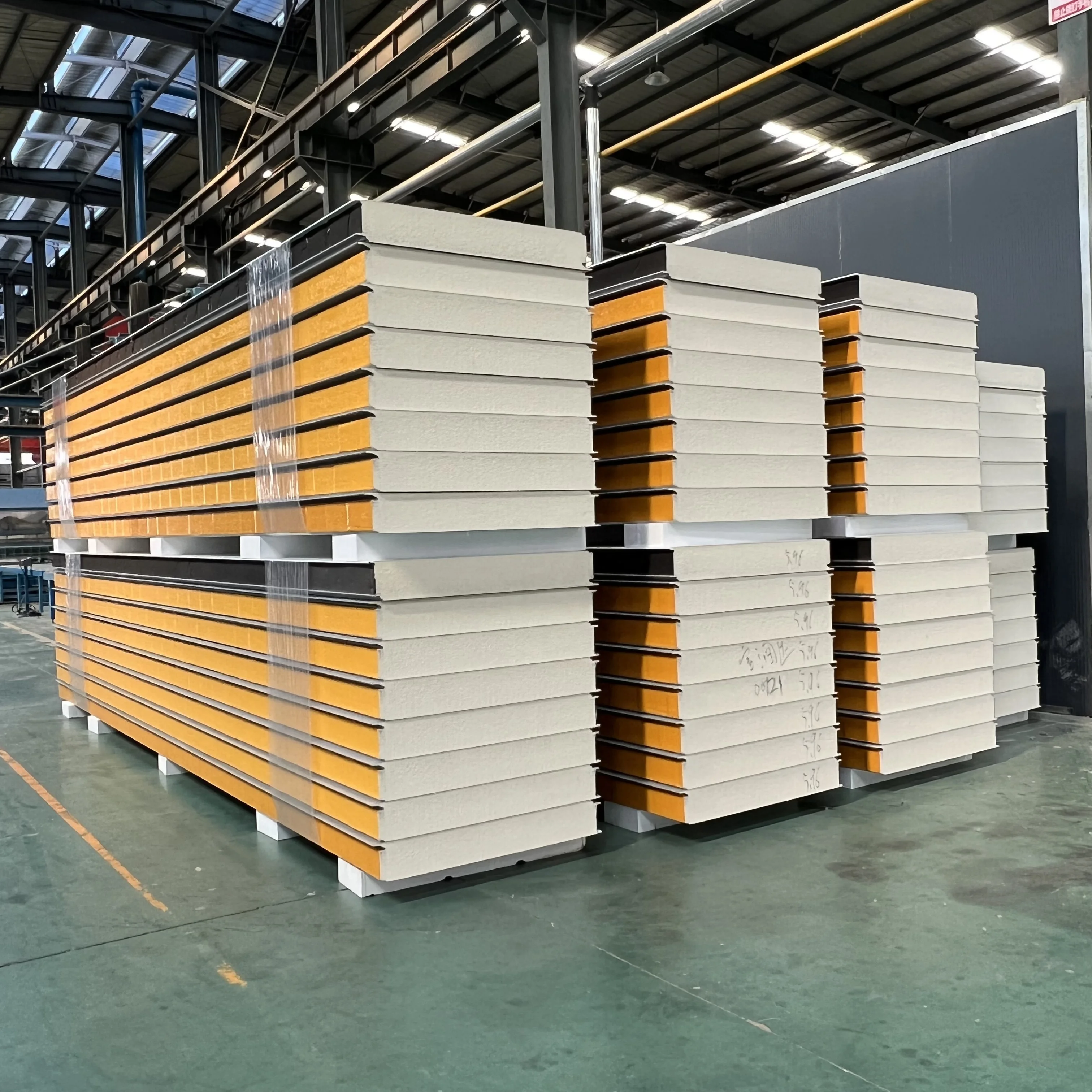 hot sale High Density 100MM thickness Polyurethane Foam exterior  cladding wall  composite insulated metal  panel sip