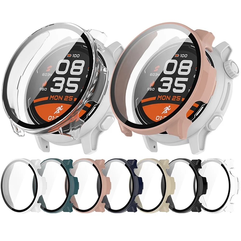 Eraysun Full Round Plastic Watch Cover Tempered Glass Protective Film Watch Case For COROS Pace 2