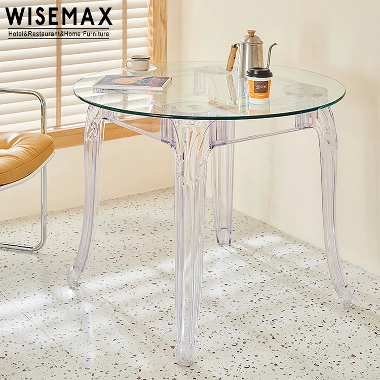Фабрика мебели WISEMAX новый дизайн Свадебный Банкетный стеклянный обеденный стол круглые и квадратные Прозрачные Акриловые Журнальные