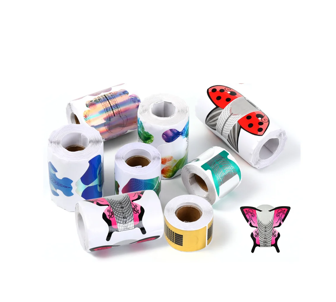 100 pcs Nail Forms butterfly Stickers Acrylic Gel Tips Nail Art extensions guide tool Right Paper Holder  Extension 24 style
