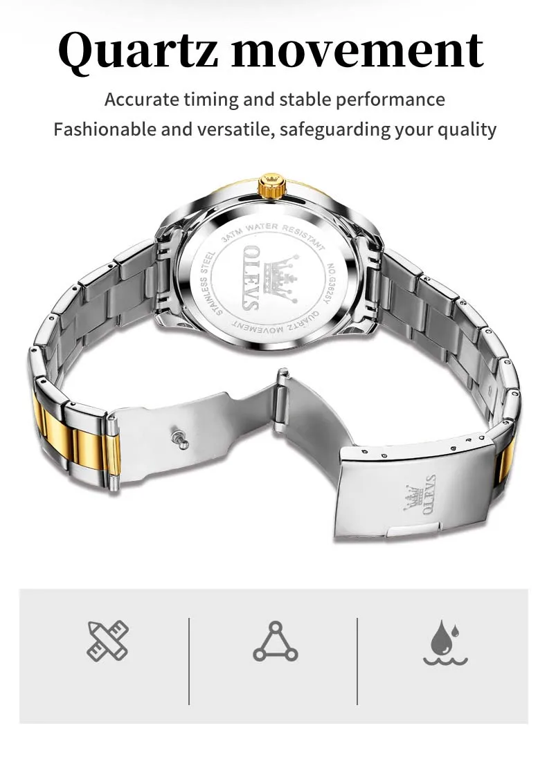 OLEVS 3623 accurate guangzhou men quartz watch hot sale steel strap water proof date display Simple business wrist watch