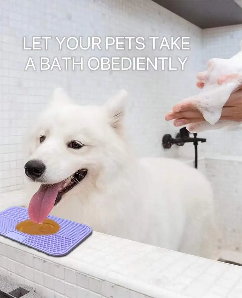 Factory Wholesale Custom Logo Pet Bath Peanut Butter Lick Pad Silicone Pet Dog Lick Mat With Suction Cups
