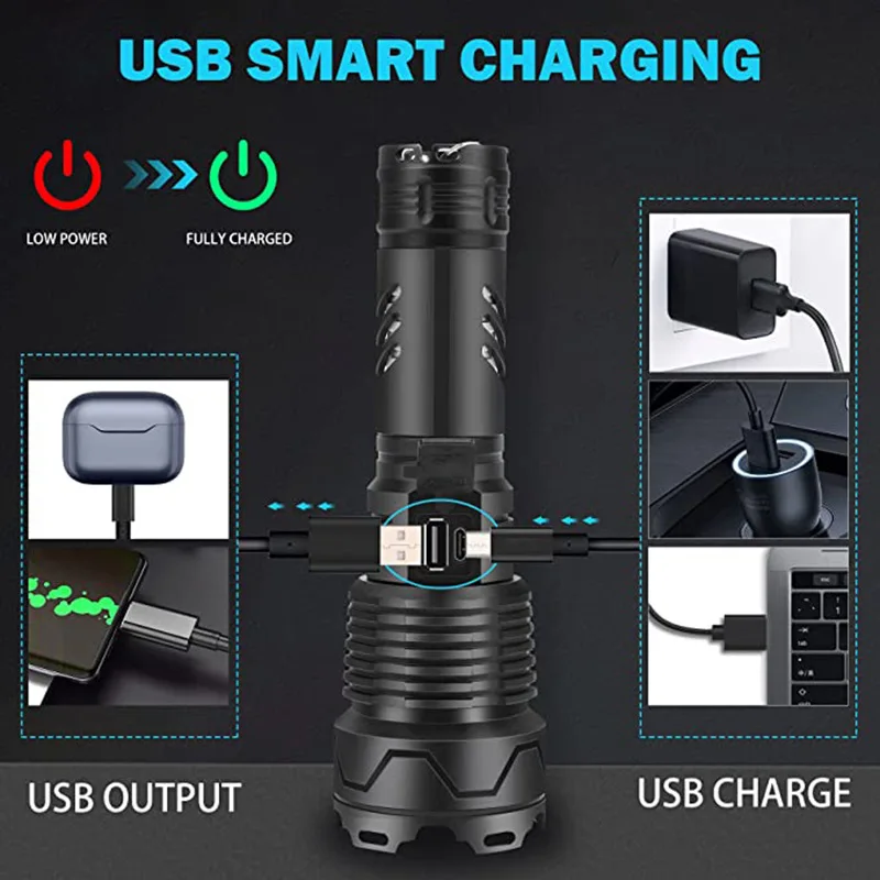 High Powered Led Flashlights Long Range Powerful Torches Rechargeable Waterproof Tactical Flash Lights