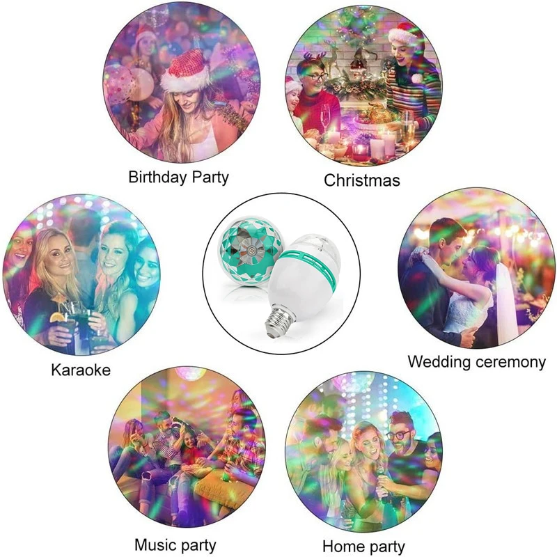 E27 LED RGB Lamp 9W 6W Bulb Magic Color Projector Auto Rotating Stage Light AC85-265V 220V 110V For Holiday Party Bar KTV Disco