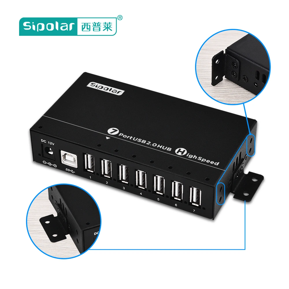 Hot Sell 12V 3A 36W usb 2.0 hub 7 ports usb charging station Multi for phone U disk Sipolar A-172