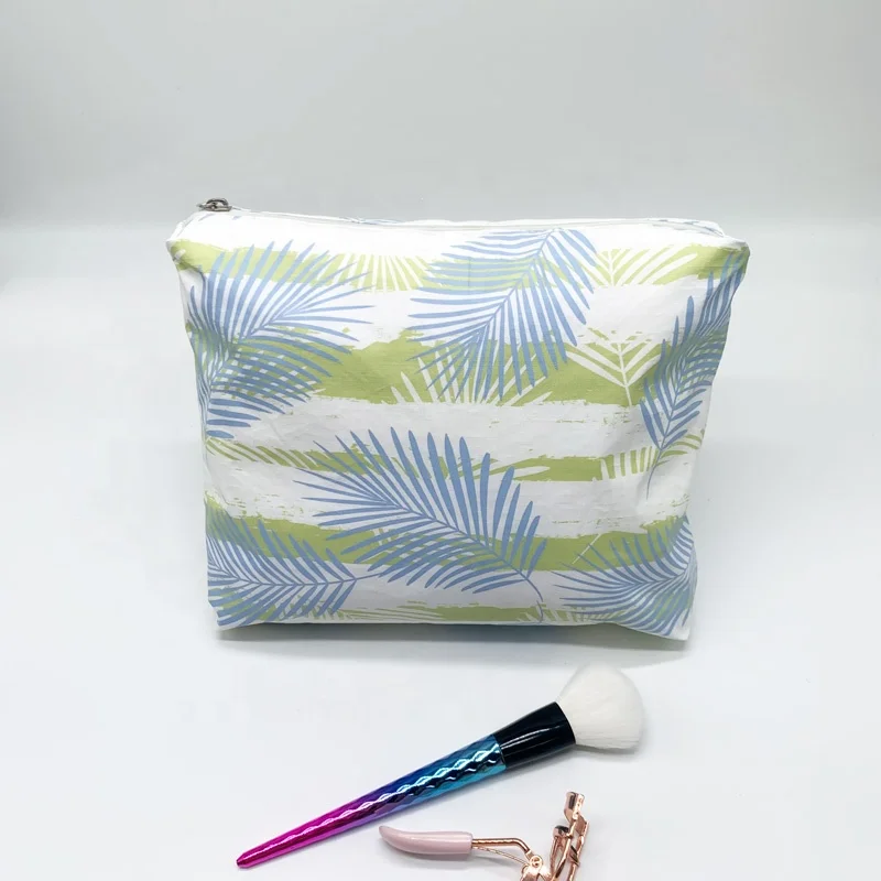 Personalized printed summer waterproof tyvek paper beach bikini pouch makeup cosmetic bag