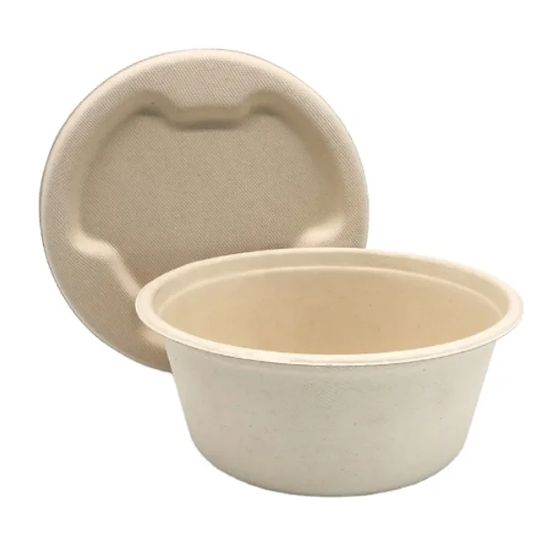 Wholesale Biodegradable Sugarcane Soup Bowl Bagasse Pulp Bowl Disposable Bagasse Bowl With Lid For Party