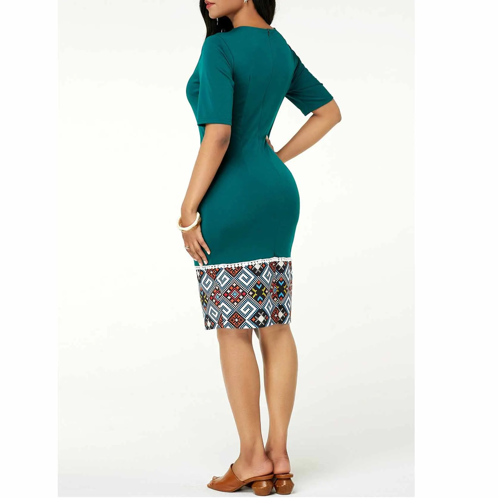 F0658 New style summer custom business dress ethnic clothing print sexy midi ladies dress plus size career office dress