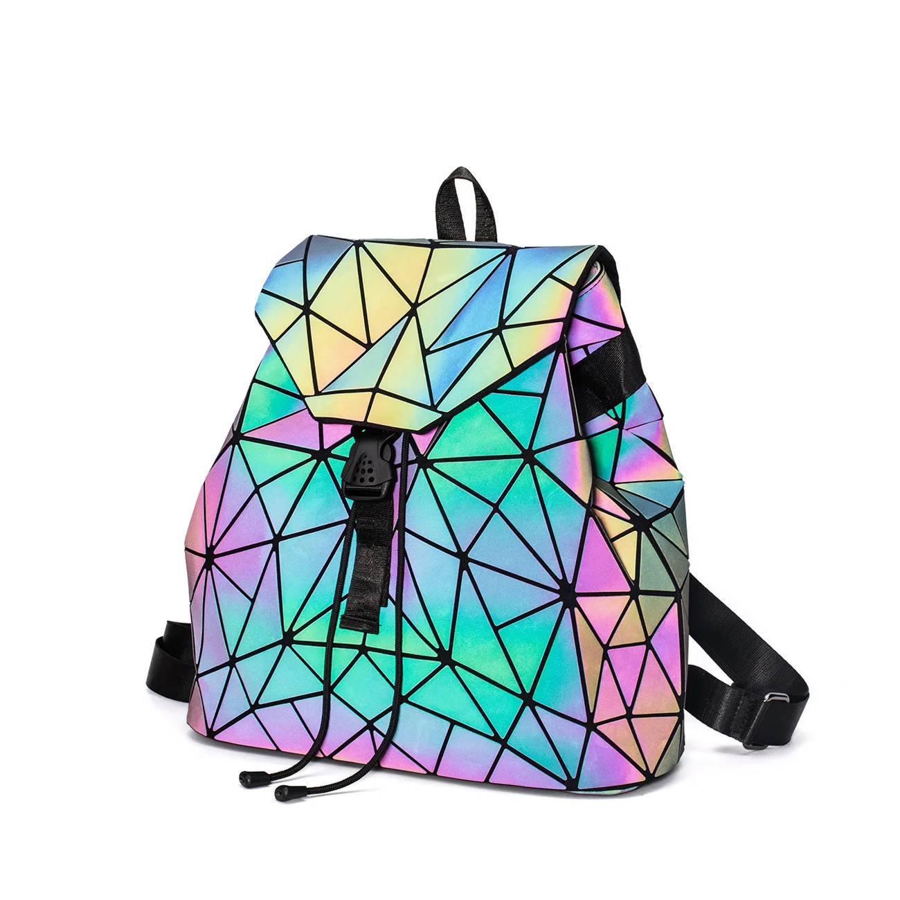 Hot Sale  Fashion Large Capacity Laser Luminous Geometric Rhombus Backpack