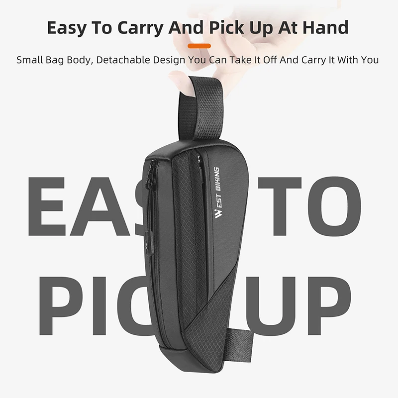 WEST BIKING Bicycle Front Tube Bag Tool Kit Bicycle Bag Waterproof Cconvenient Travel Storage Sports Bike Tube Frame Bag