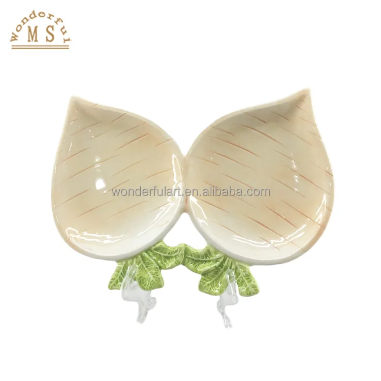 New 3D OEM Real Relief radish dish Shape food Holders 3d Style tray vegetable Kitchenware Ceramic porcelain salad carrot plate