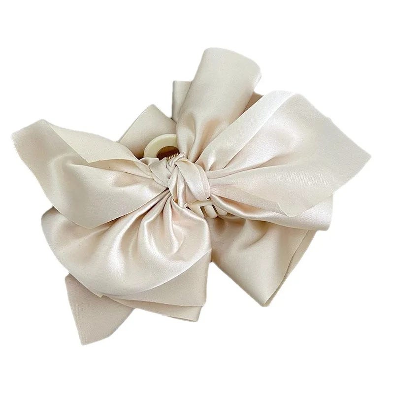 New French Retro Hepburn Style Female Grab Clip Back Large Shark Clip Satin Bow Headwear Hairpin Hair Accessories  Hair Claw
