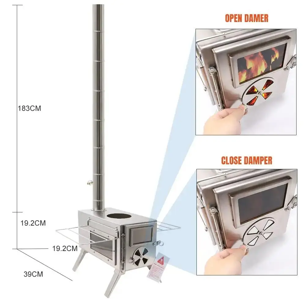 Rison Outdoor Camping Picnic Portable, 304 Stainless Steel Usb Fen Powered Wood Stove Camping