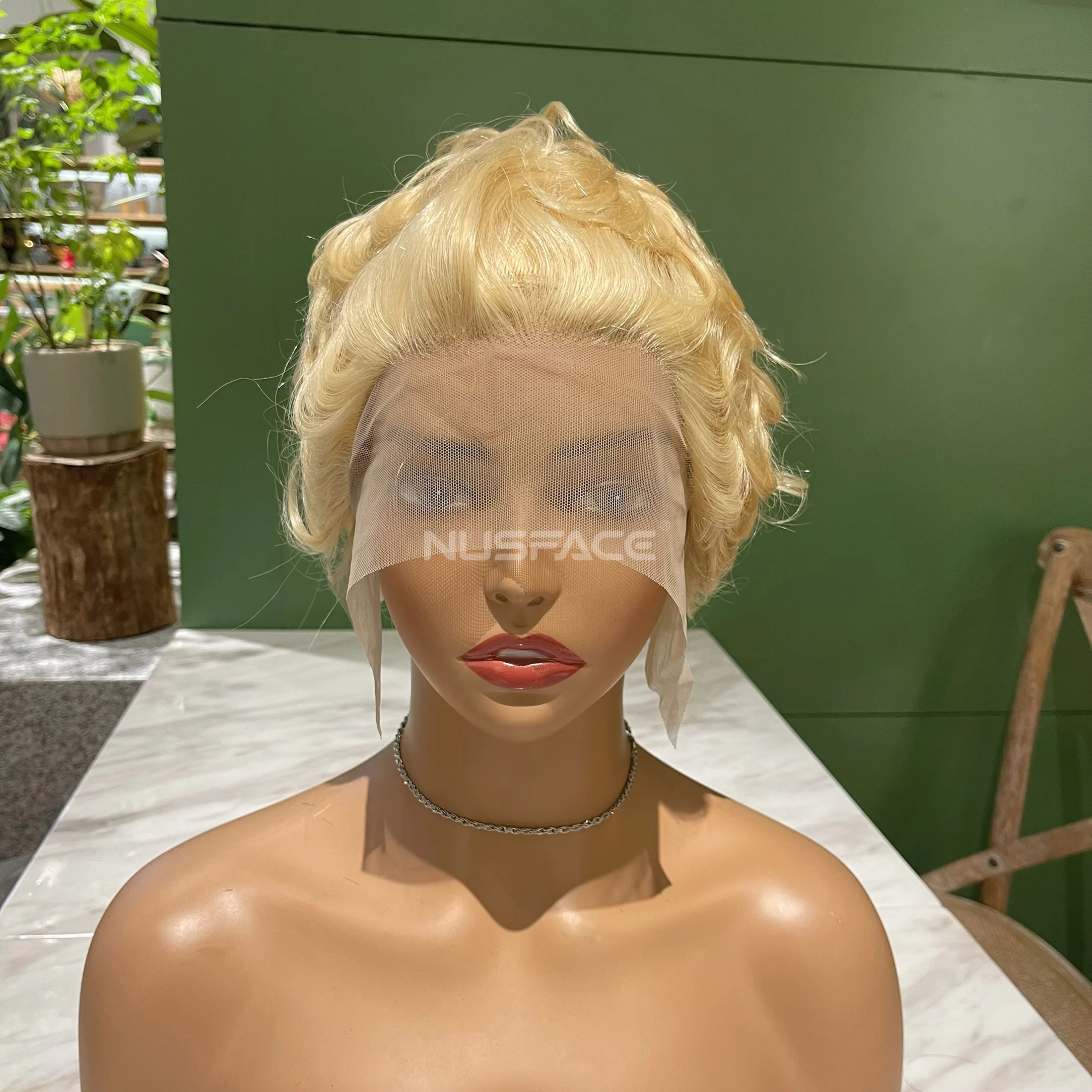 Short Water Wave Bob Wig Brazilian Natural Wave Highlight Blonde Pixie Cut TPart Lace Wigs Brazilian Rose Curly Human hair Wigs