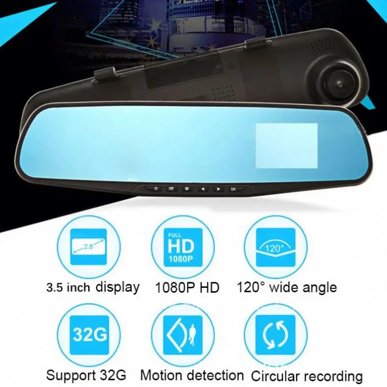 3.5inch cheap car dvr firmware mirror 5V 12v car video recorder black box for car