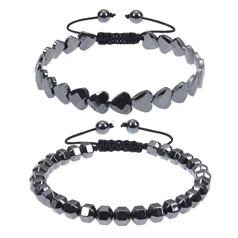 Magnetite Men Bracelet Arrow Cross Heart Healing Hematite Bracelet Adjustable Women Stretch Bead Bracelets For Valentine Gift