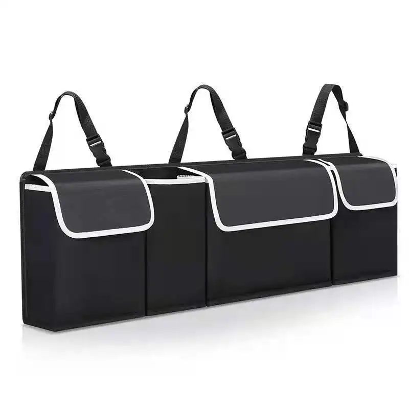 Car Trunk Backseat Hanging Car Trunk Tidy Storage Bag with Lids Space Saving Expert Car Organiser with 4 Large Bag