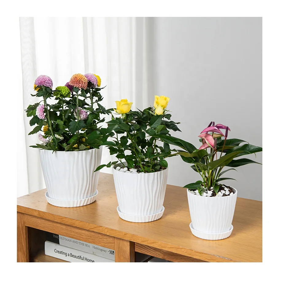 Садовый прочный круглый прозрачный белый зеленый поднос пластиковый горшок для растений