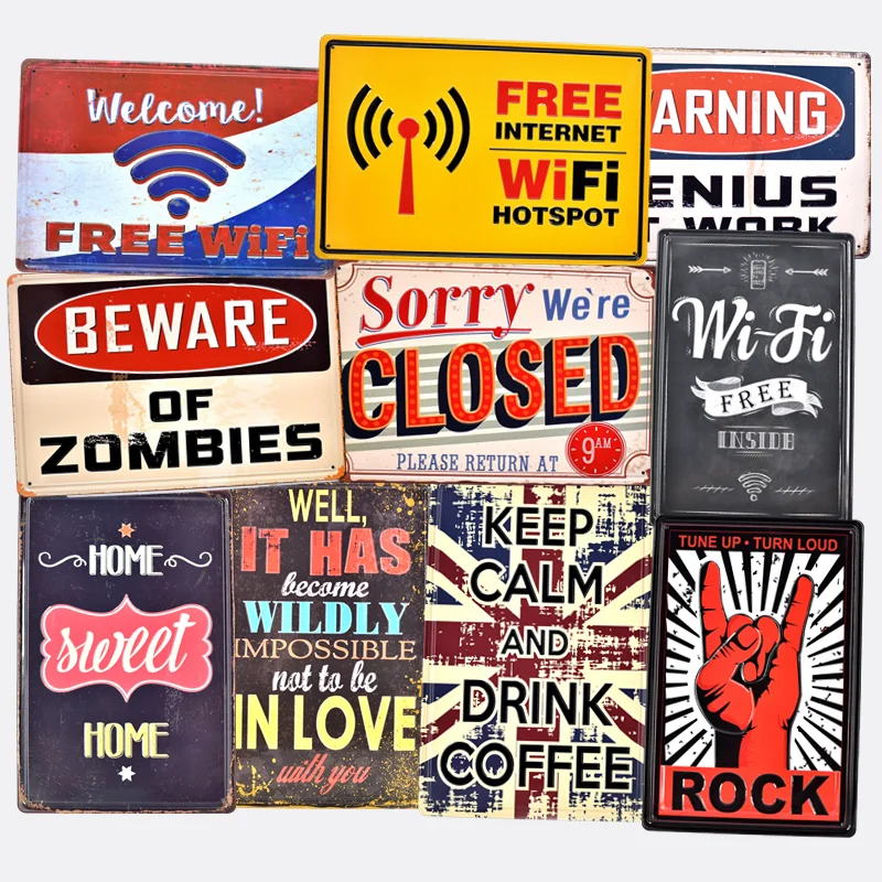 Warning Sweet Home Wholesale Design Embossed Vintage Metal Plate Printing Retro Poster Tin Sign Bar Garage Wall decor