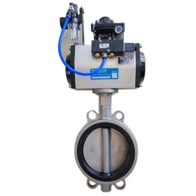 4 inch 6 inch stainless steel pneumatic  actuator wafer type butterfly valve
