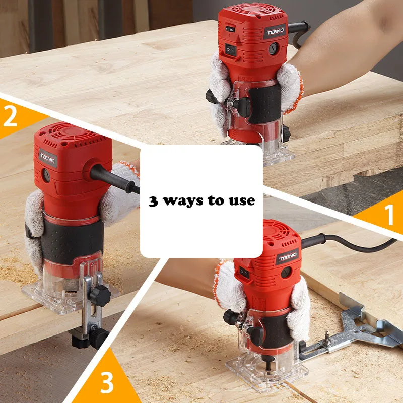 Heavy-duty chamfering electric woodworking slotting machine with speed-adjustable wood milling complete tool set