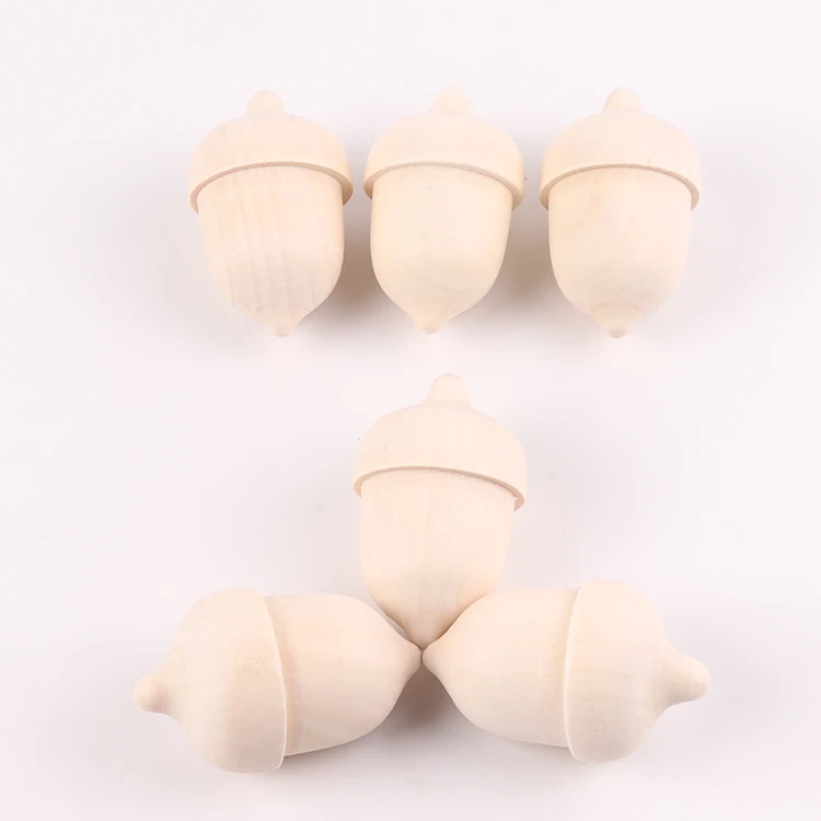 Wholesale small crafts home decor unfinished wood ornaments wooden mini acorn for kid diy painting
