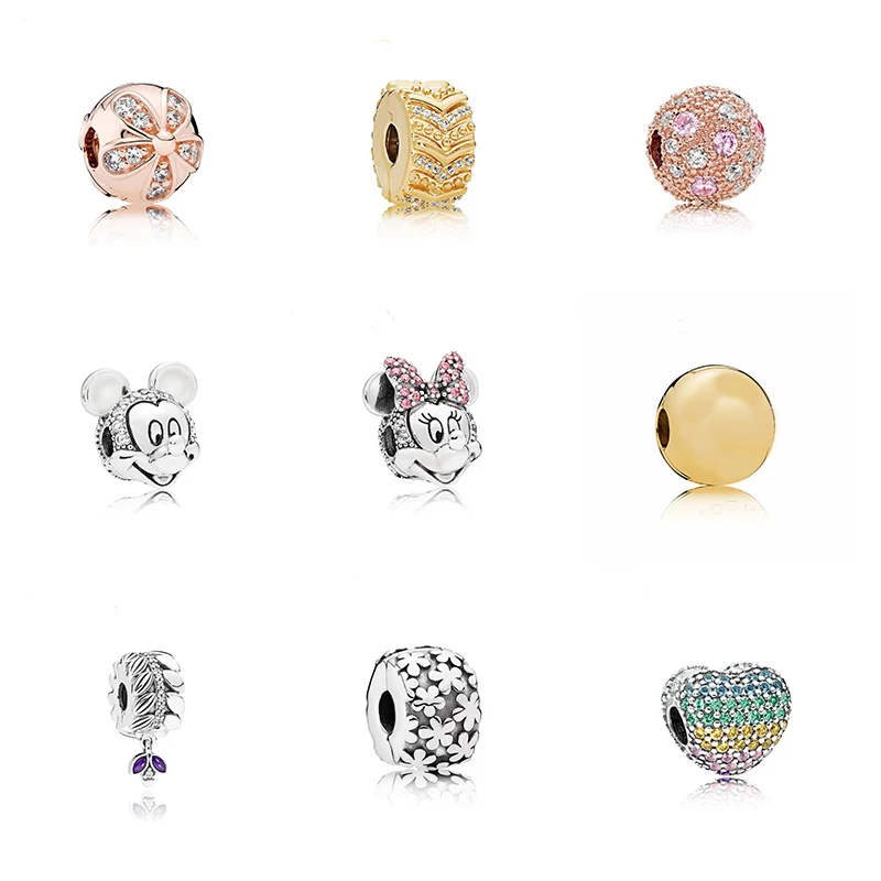 Manufacturers wholesale S925 silver charm fixed clamping button gold beads