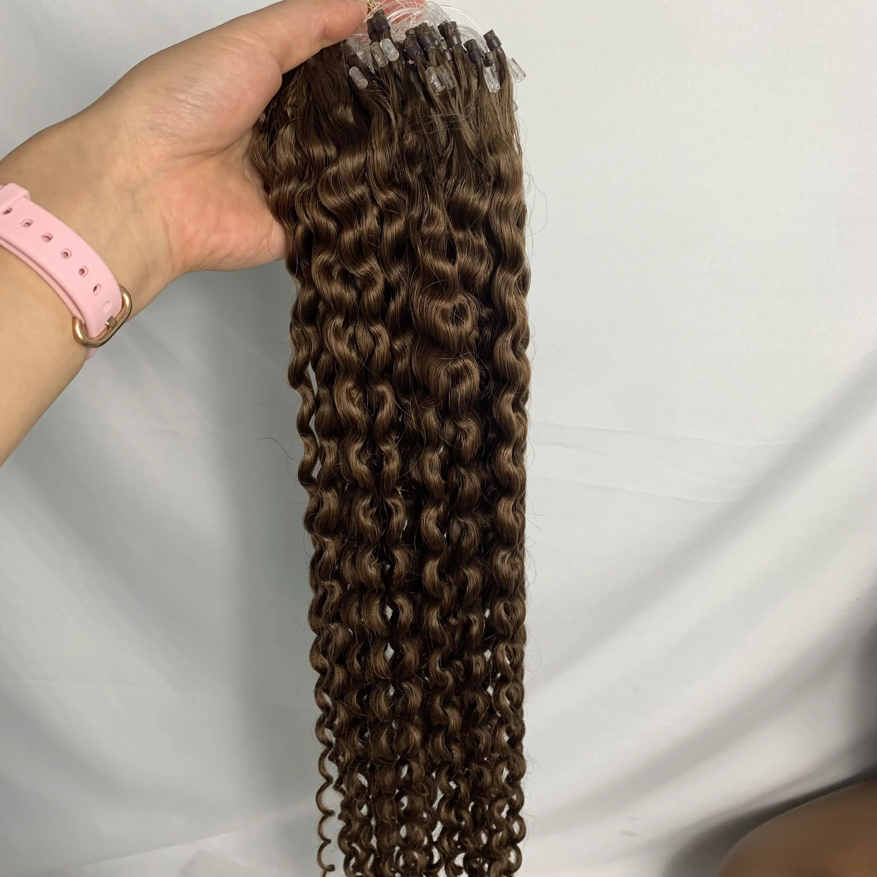 Nano Micro Ring Human Hair Micro Beads Weft Hair Extensions Remy Micro Loop Links Hair Extensions