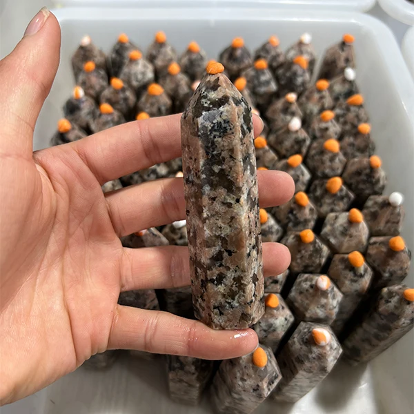 Natural Crystal Point Hexagon Obelisk Red Sunset Crystals Healing Stone Crystal Tower