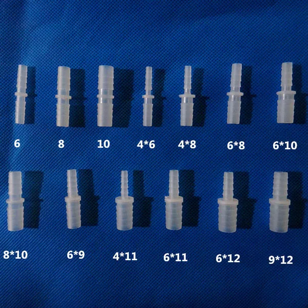 Polypropylene Plastic barbed straight reducing tubing connector hose reducer joint with barb end