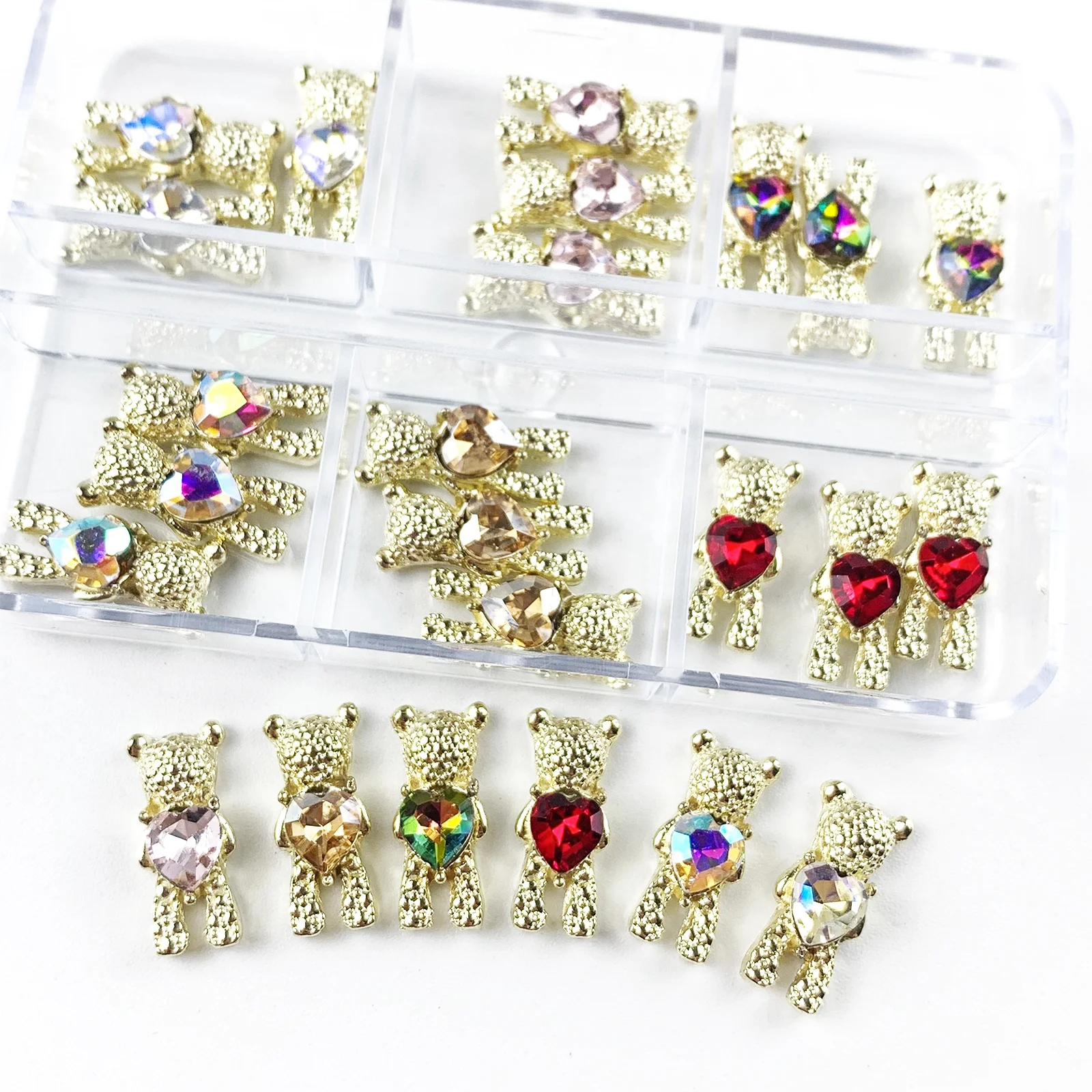 New Design Nail Art Rhinestones Decorations 3D Bear Nail Art Sticker Crystal Diamond Luxury Metal Alloy Nail Charms