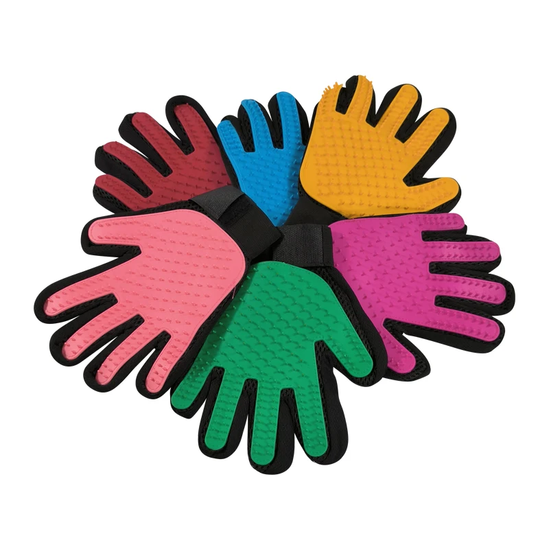 Pet silicone bath gloves five-finger grooming massage gloves for cats and dogs