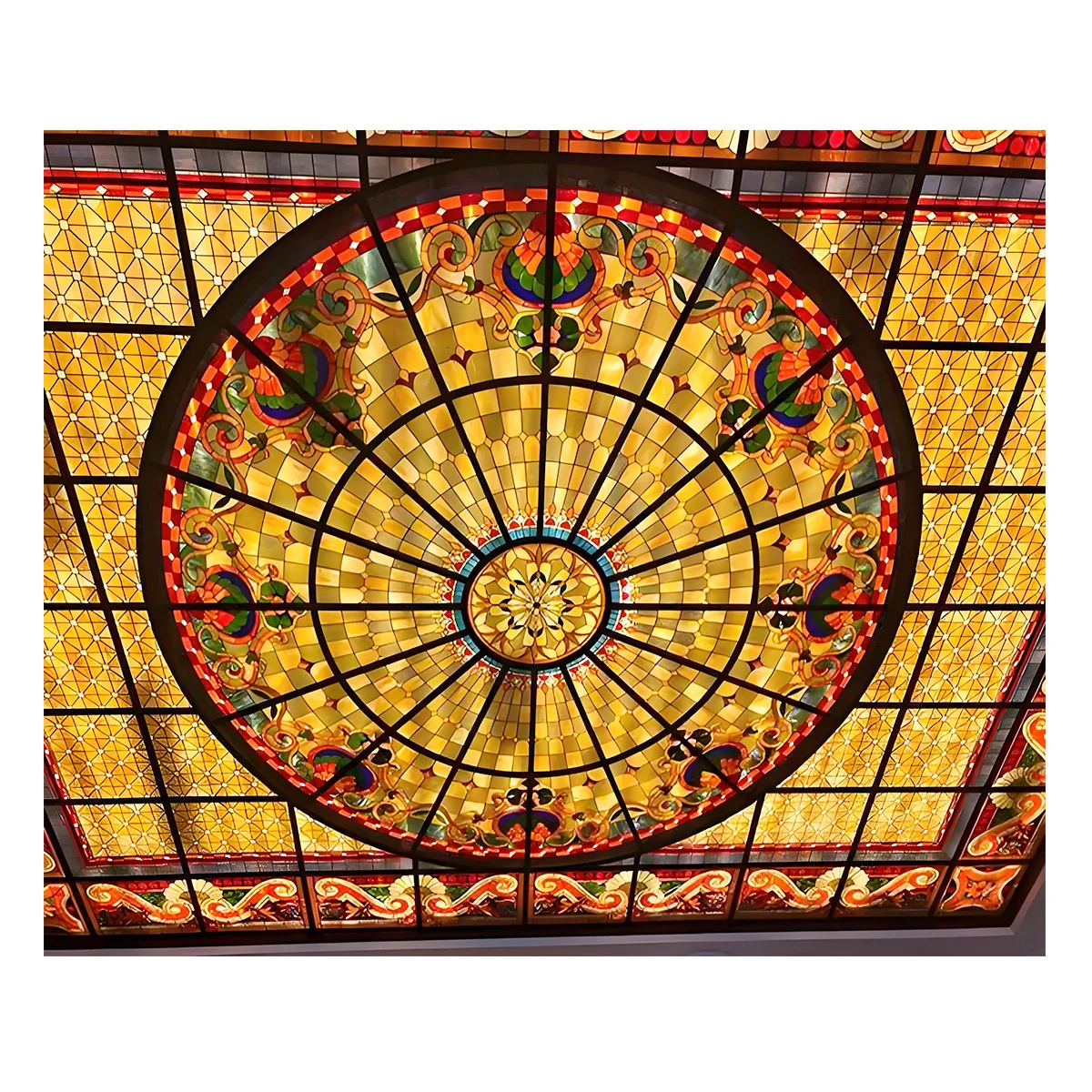 High Quality Stained Glass Prices For Roof Window Skylight Profile Roofing Multicolor Glass For Dome Stain Decor Ceiling Panels