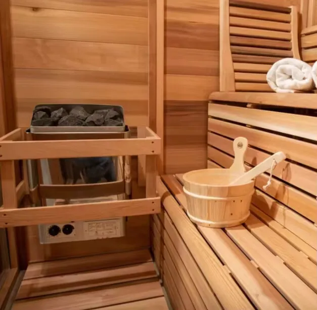 TaiZi factory sells luxury Hemlock sauna with Bluetooth speakers