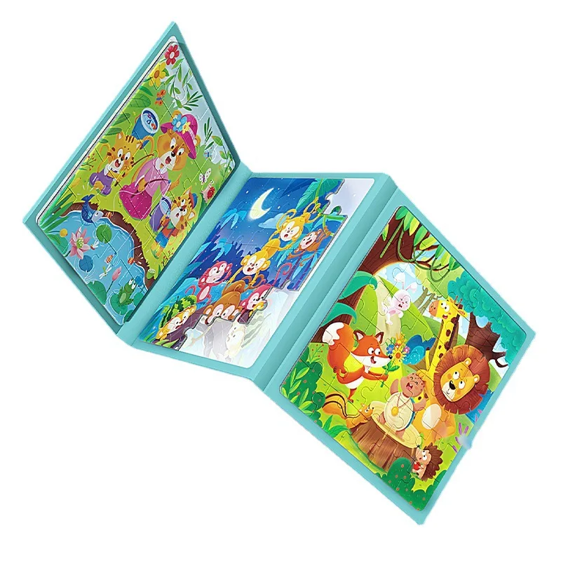 Montessori Children Paper Magnetic 3D Jigsaw Puzzle Book Game Other Educational Developing Activity Toys For Boys Girls