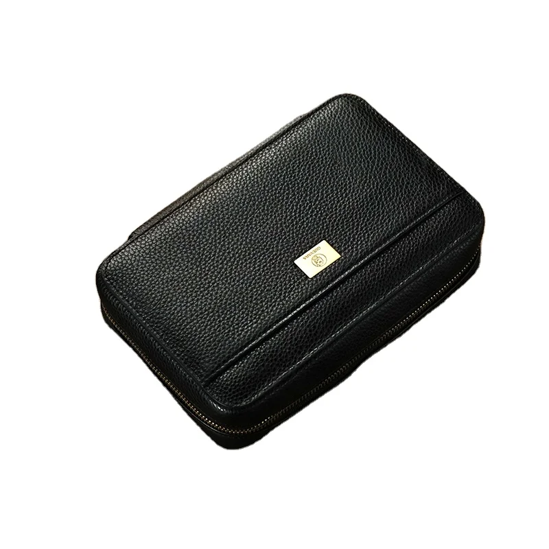 Portable Travel black cigar accessories case set leather humidor