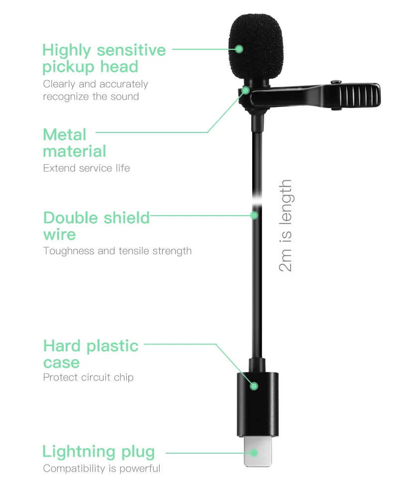 
Portable Mini Microphone 3.5mm Mic Professional Wired Hands Free Clip Microphone for Iphone Type C Lavalier Lapel Microphone 