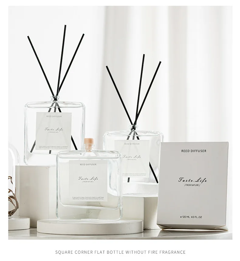 Wholesale Luxury Custom Logo Glass Bottle Aromatic Essential Oil Scent Sticks Perfume Home Reed Diffuser