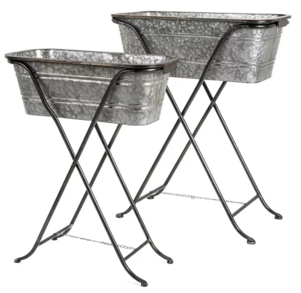 Galvanized Planters Flowers Decorative Round Garden Copper Metal Bucket Plant Pot Ice Bucket