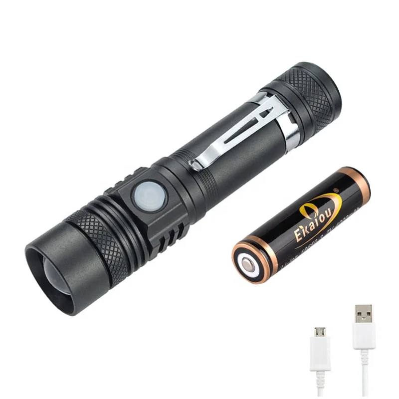 USB charging Led flashlight Ultra Bright torch XML T6 Camping light waterproof Zoomable with 18650 battery