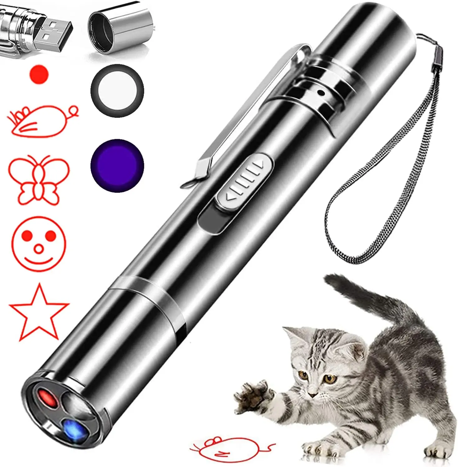 Лазерная указка Petfessor класса I 1 красная 303 Usb перезаряжаемая лазерная ручка игрушка кошачий свет