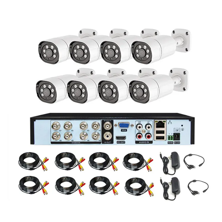 5MP Waterproof Outdoor Bullet High Quality Wired Cable 8channels AHD DVR Security CCTV Camera Kit Surveillance System Camera