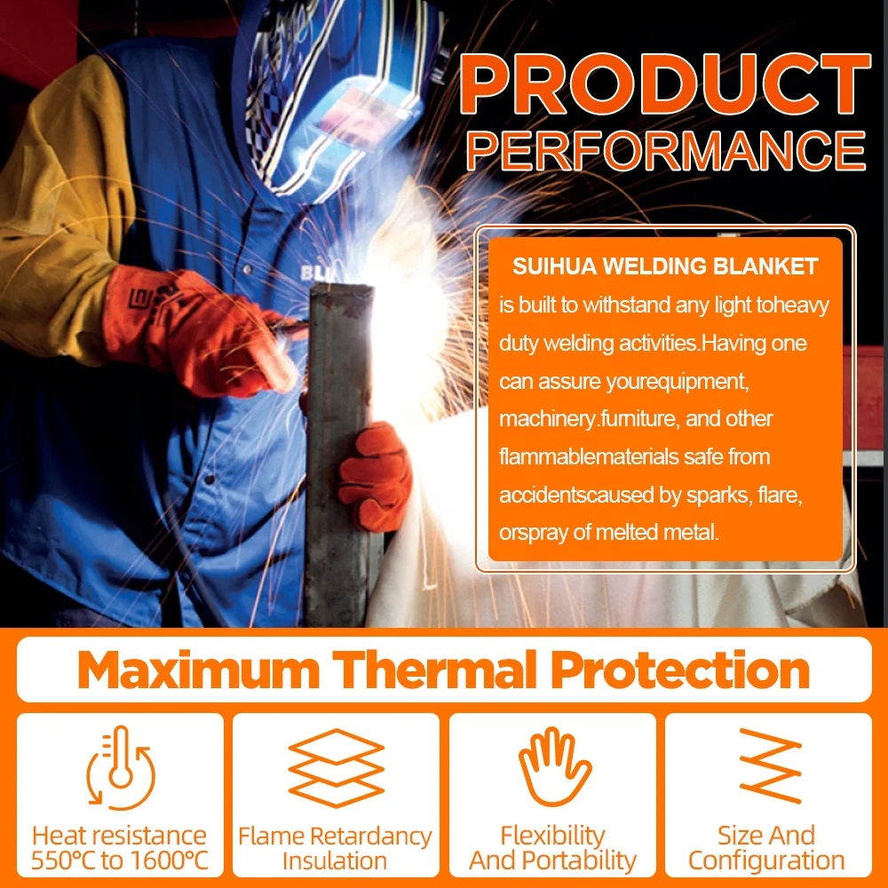 Industrial Thermal Fire Resistant Fiberglass Waterproof Welding Blanket Rolls