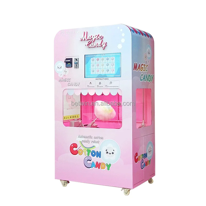 Automatic Cotton Candy Machine Candy Vending Machine Dispenser with Set Power Technical Coin Sales