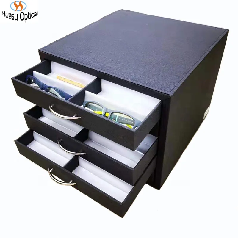 Tabletop Glasses Display Cabinet Sunglasses Optical Frames Storage Box Black Suitcase Bag Eyeglasses Display Case