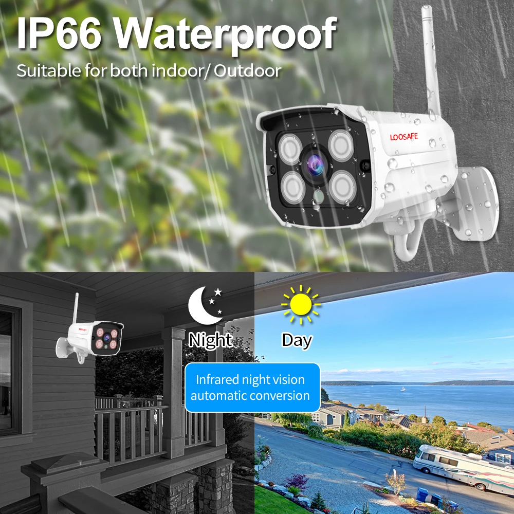  Loosafe большой диапазон IP66 Домашняя безопасность ip wifi nvr kit хорошая цена наружная система видеонаблюдения