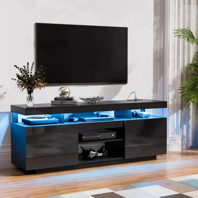 63 78 мультимедийная консоль современного дизайна с RGB-подсветкой и выходом подставкой для телевизора до 70 дюймов