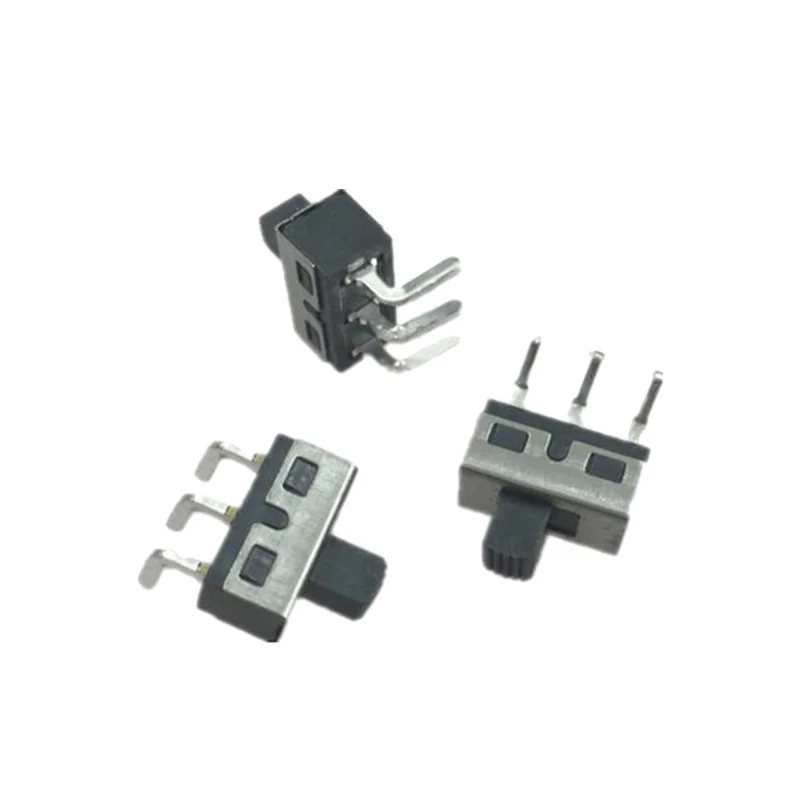 SS12D11 Slide Switch Right Angle 3pins 1P2T  Handle height 2-10MM and 4.7MM pitch Slide Switch ss12d06