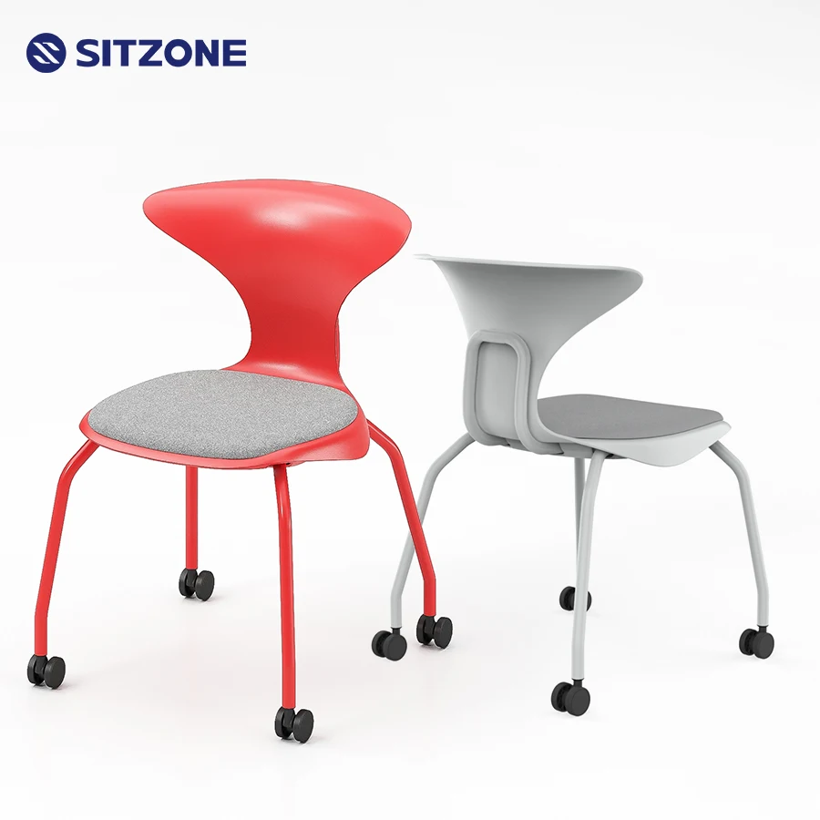 Sitzone Red Color School Class Furniture Project Office Foldable Training Chair With Writing Pad