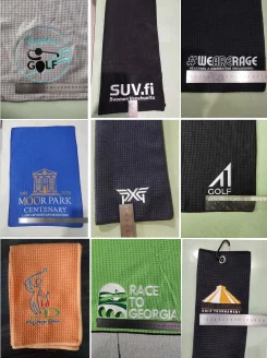 sublimation accessories golf ball cleaning towel customized magnetic logo custom golf towel microfiber waffle with brush